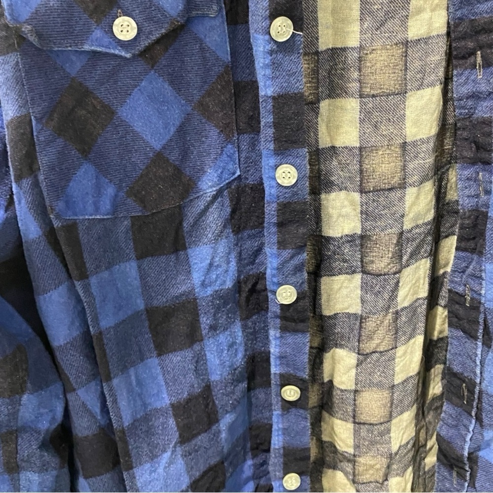 WOODLAND Mens Vintage Blue Plaid Flannel Shirt Shacket Size XL vintage flannel - Picture 3 of 6